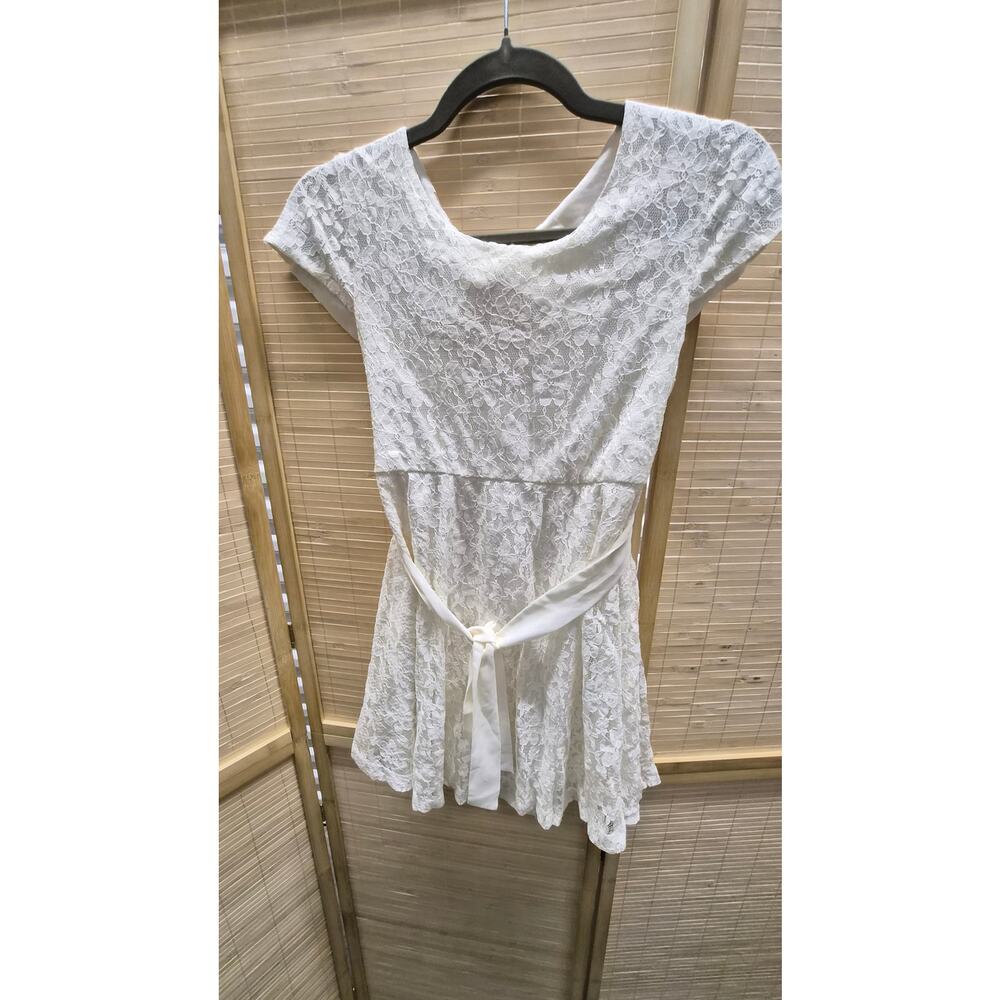 Vintage CRB Girl White Lace Dress Size 14 Floral Lace Overlay Party Dress